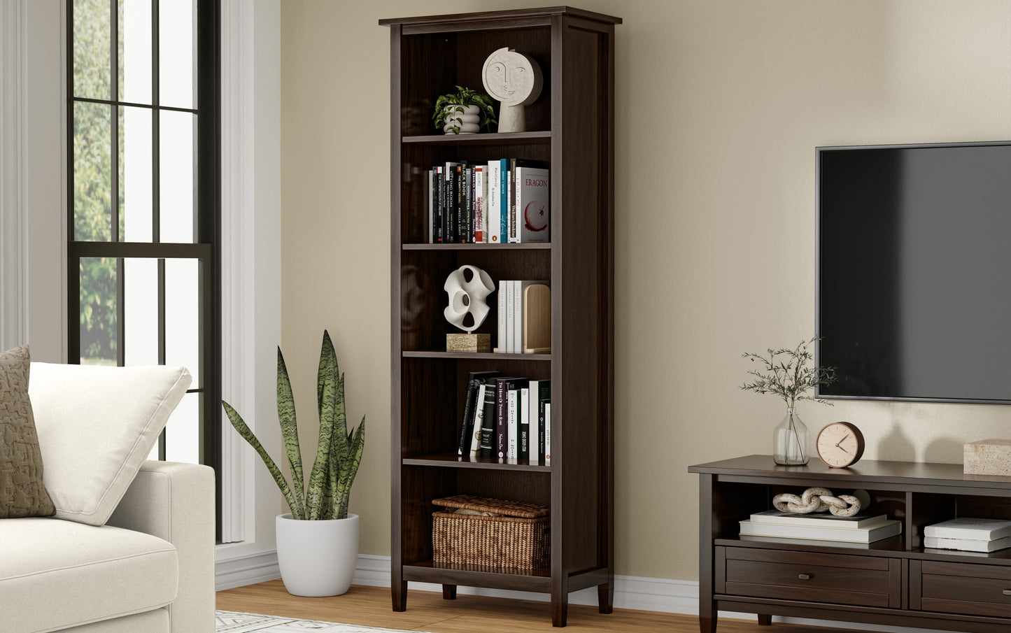 Tobacco Brown | Warm Shaker 5 Shelf Bookcase