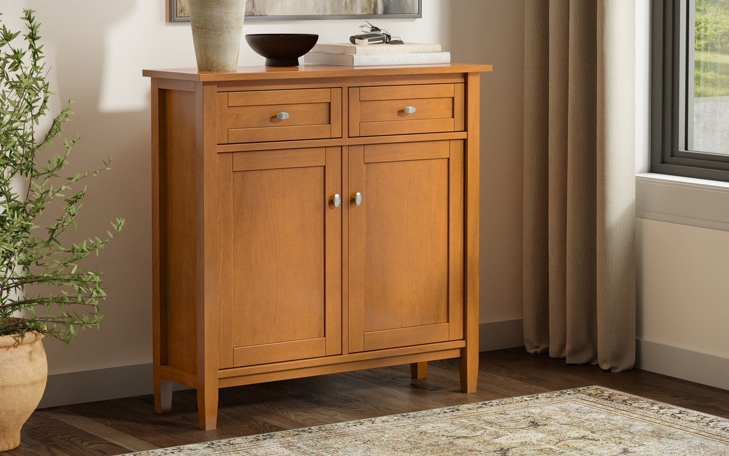 Warm Shaker Entryway Storage Cabinet