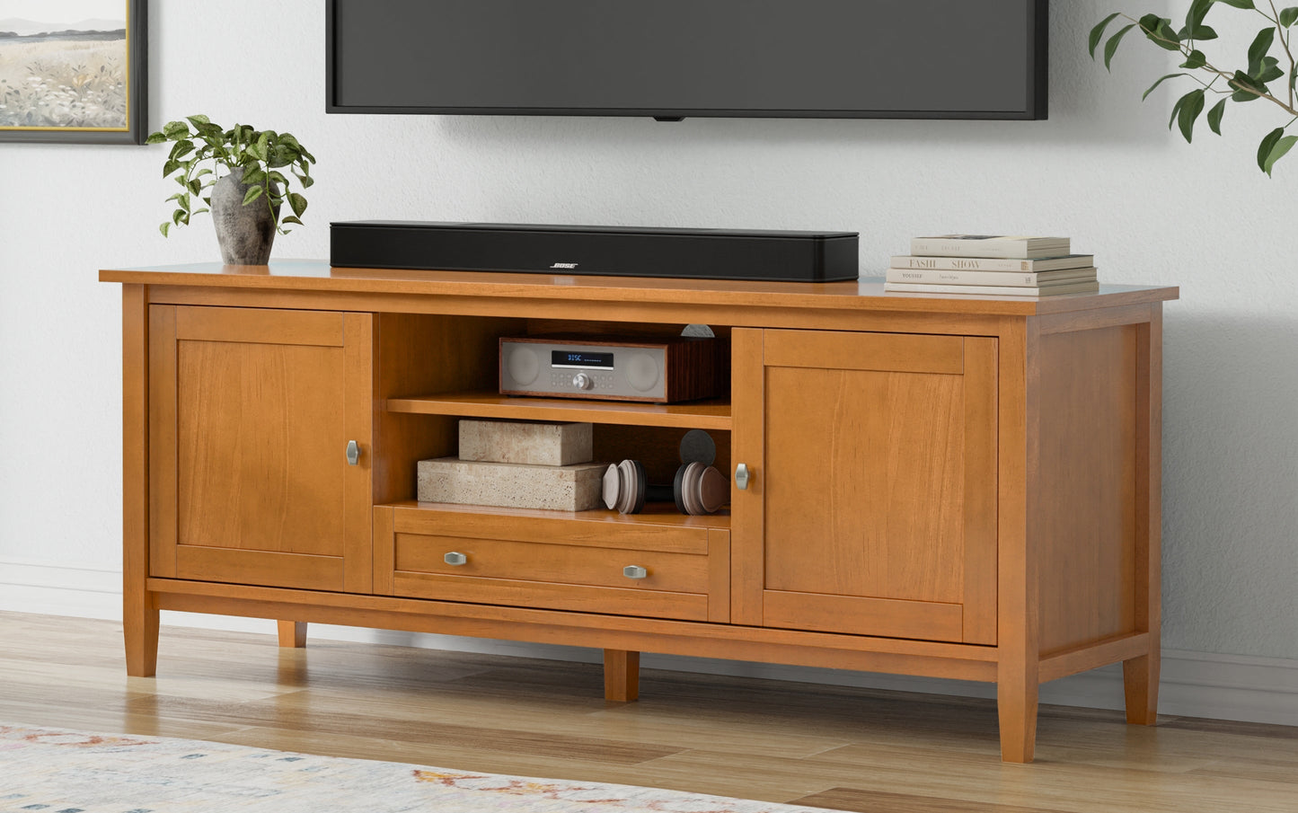 Light Golden Brown | Warm Shaker 60 inch TV Media Stand