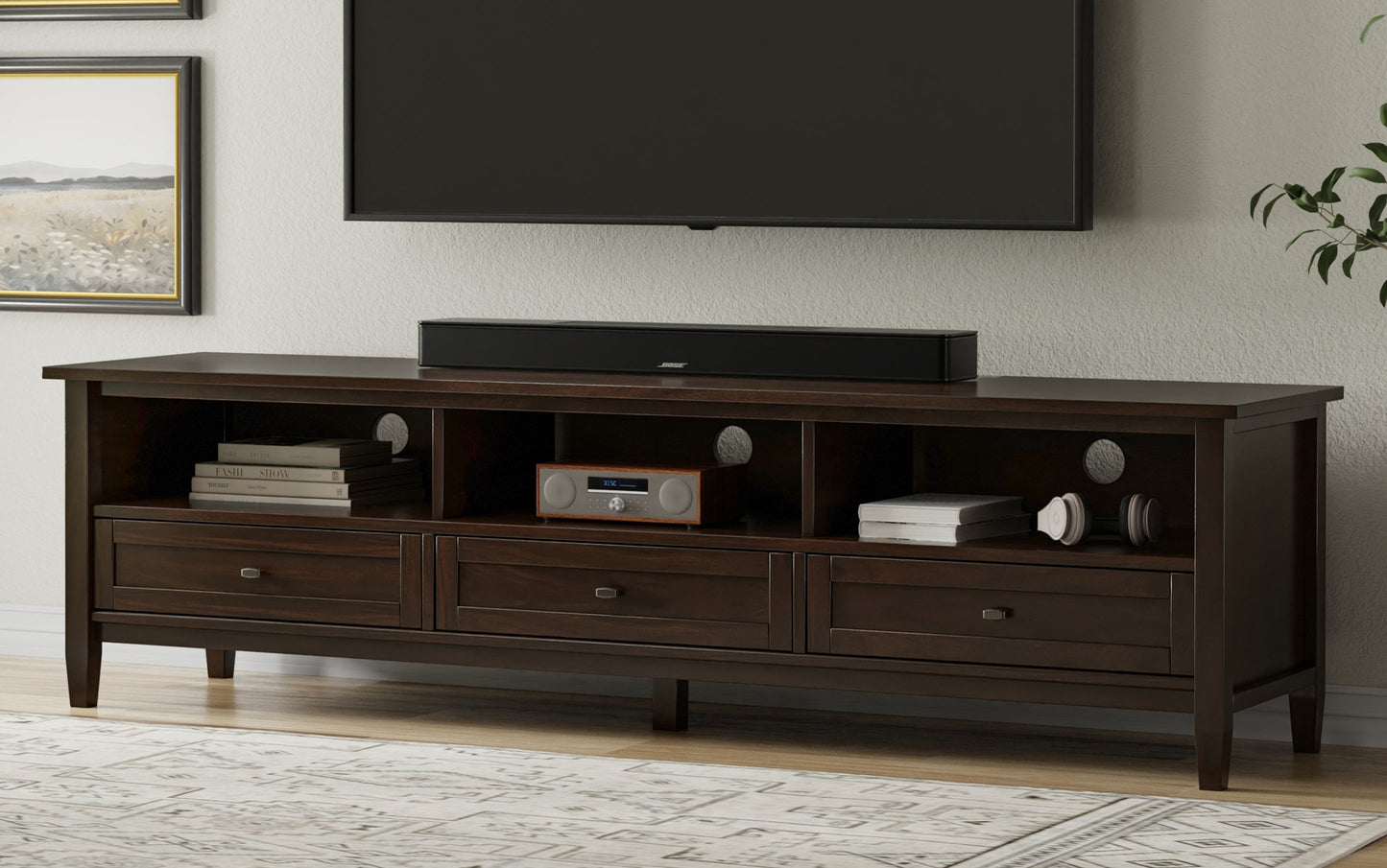 Tobacco Brown | Warm Shaker 72 inch Low TV Media Stand