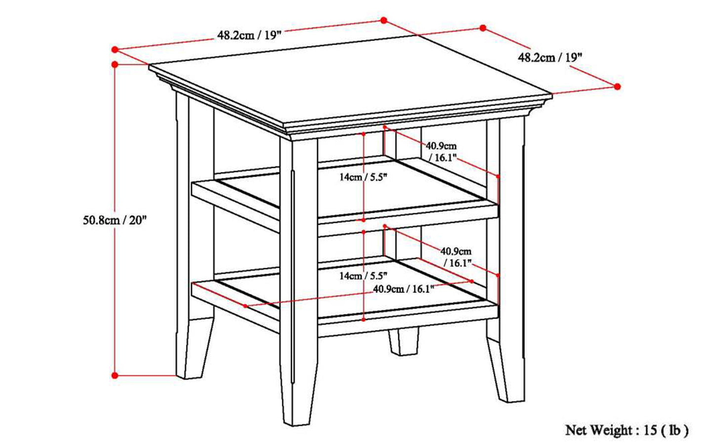 Warm Walnut Brown | Acadian End Side Table