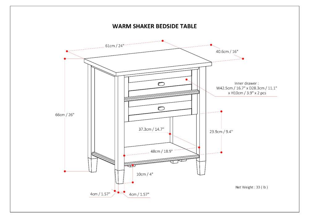 Black | Warm Shaker Bedside Table