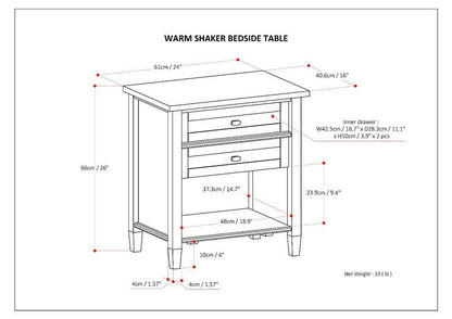 Dark Brown | Warm Shaker Bedside Table