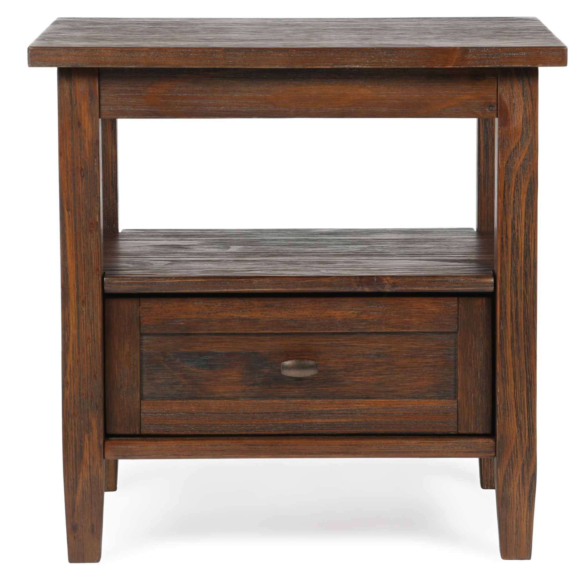 Distressed Charcoal Brown | Warm Shaker 20 inch End Side Table