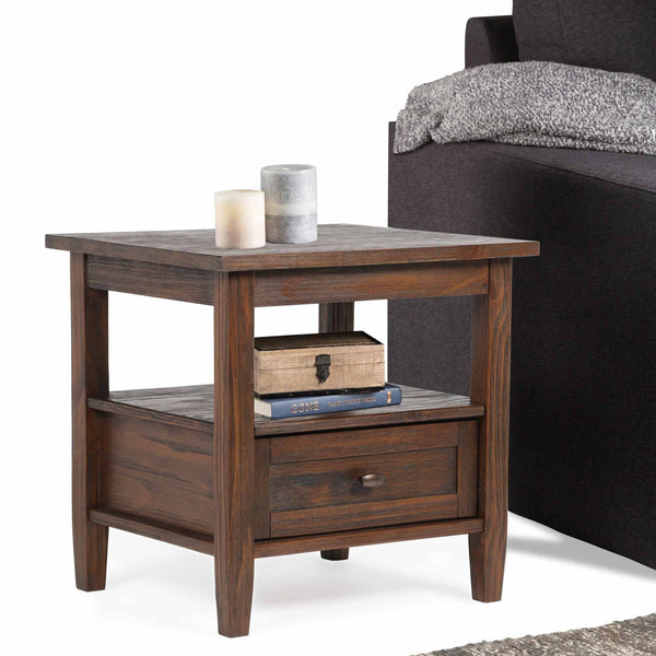 Distressed Charcoal Brown | Warm Shaker 20 inch End Side Table