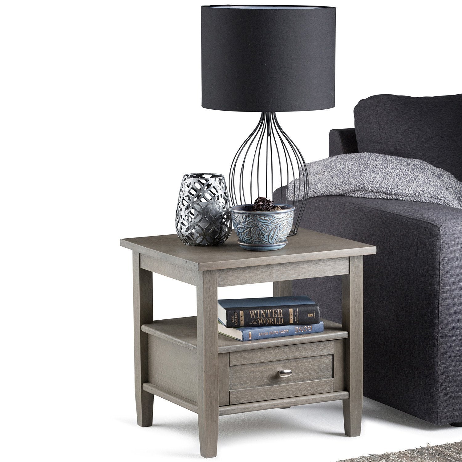 Farmhouse Grey | Warm Shaker 20 inch End Side Table