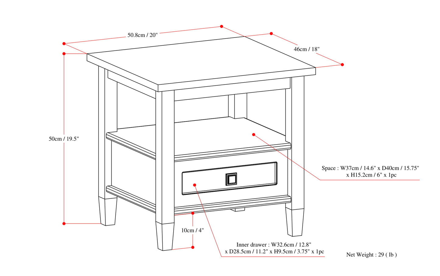 Farmhouse Grey | Warm Shaker 20 inch End Side Table