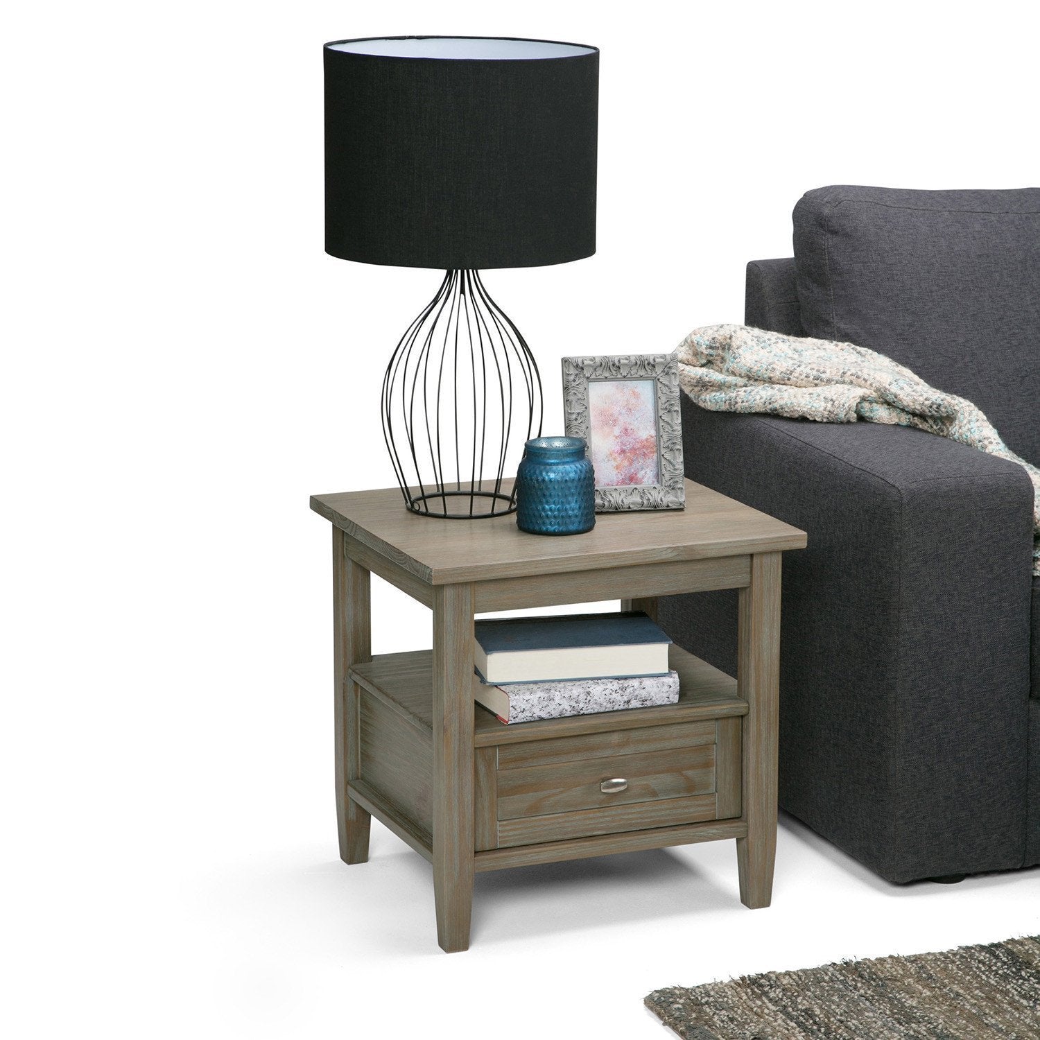 Distressed Grey | Warm Shaker 20 inch End Side Table