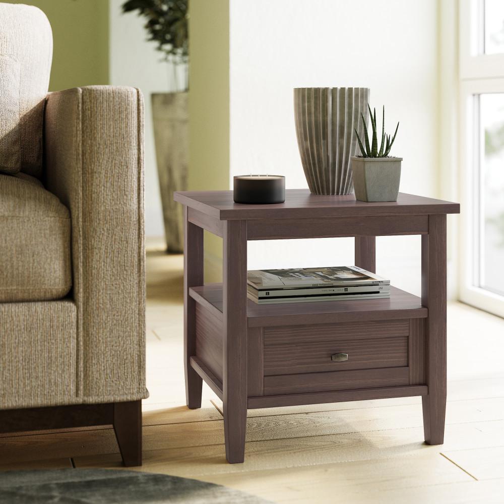 Warm Walnut Brown | Warm Shaker 20 inch End Side Table