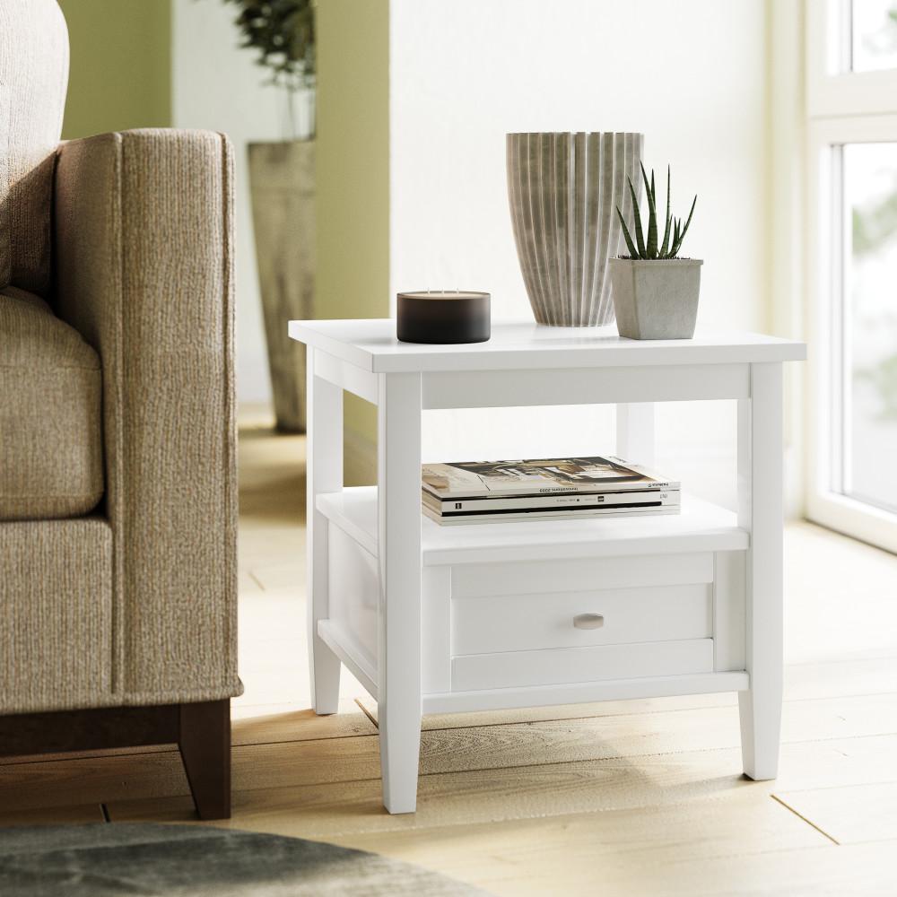 White | Warm Shaker 20 inch End Side Table