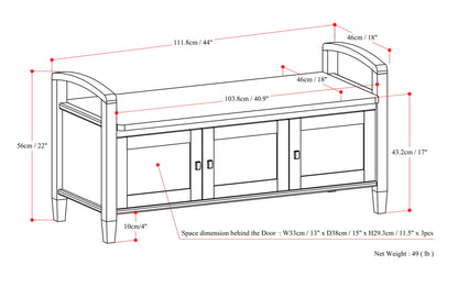 Distressed Grey | Warm Shaker 44 inch Entryway Bench