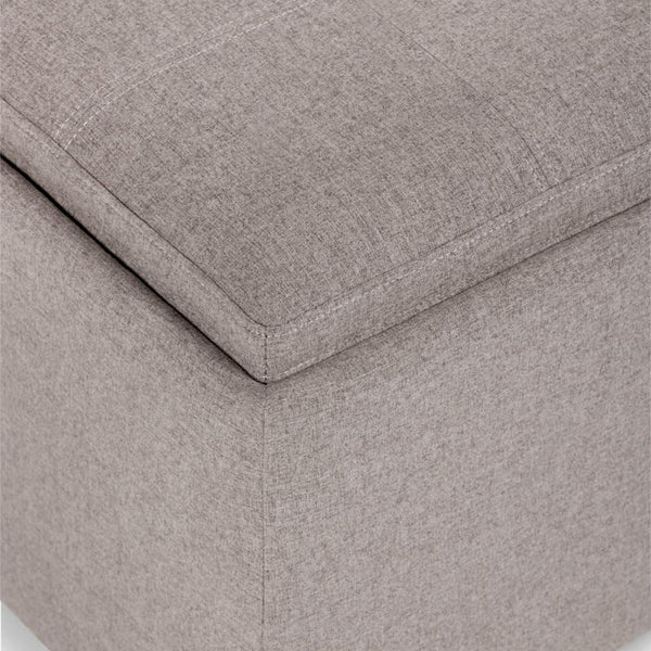 Cloud Grey Linen Style Fabric | Avalon Vegan Leather Square Coffee Table Storage Ottoman