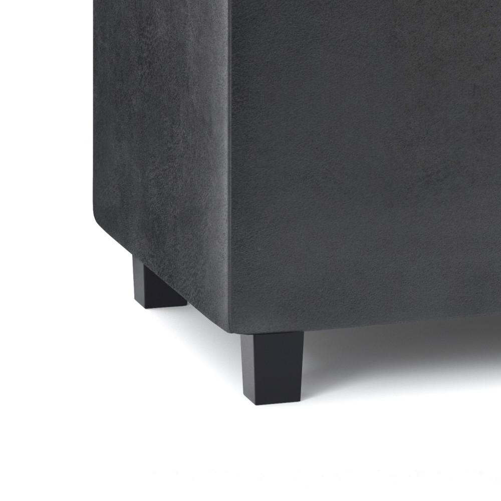 Distressed Black Distressed Vegan Leather | Cosmopolitan Faux Air Leather Storage Ottoman