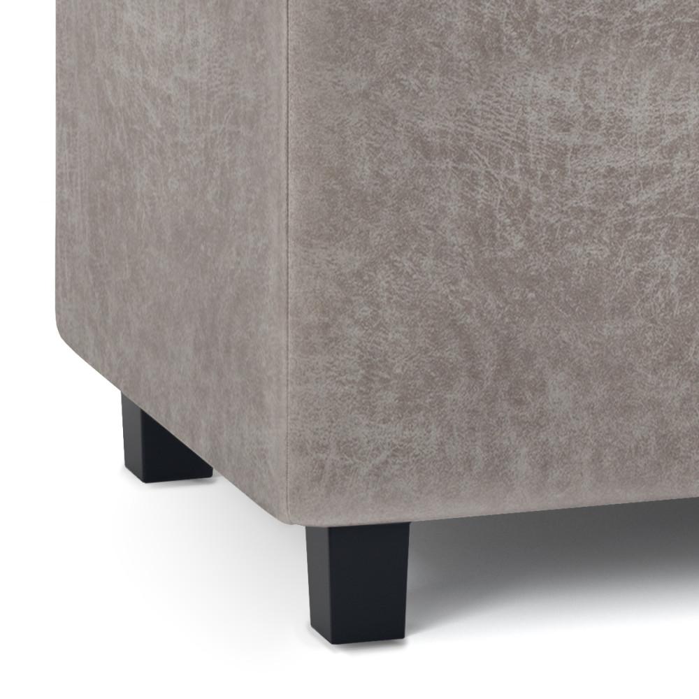 Distressed Grey Taupe Distressed Vegan Leather | Cosmopolitan Faux Air Leather Storage Ottoman