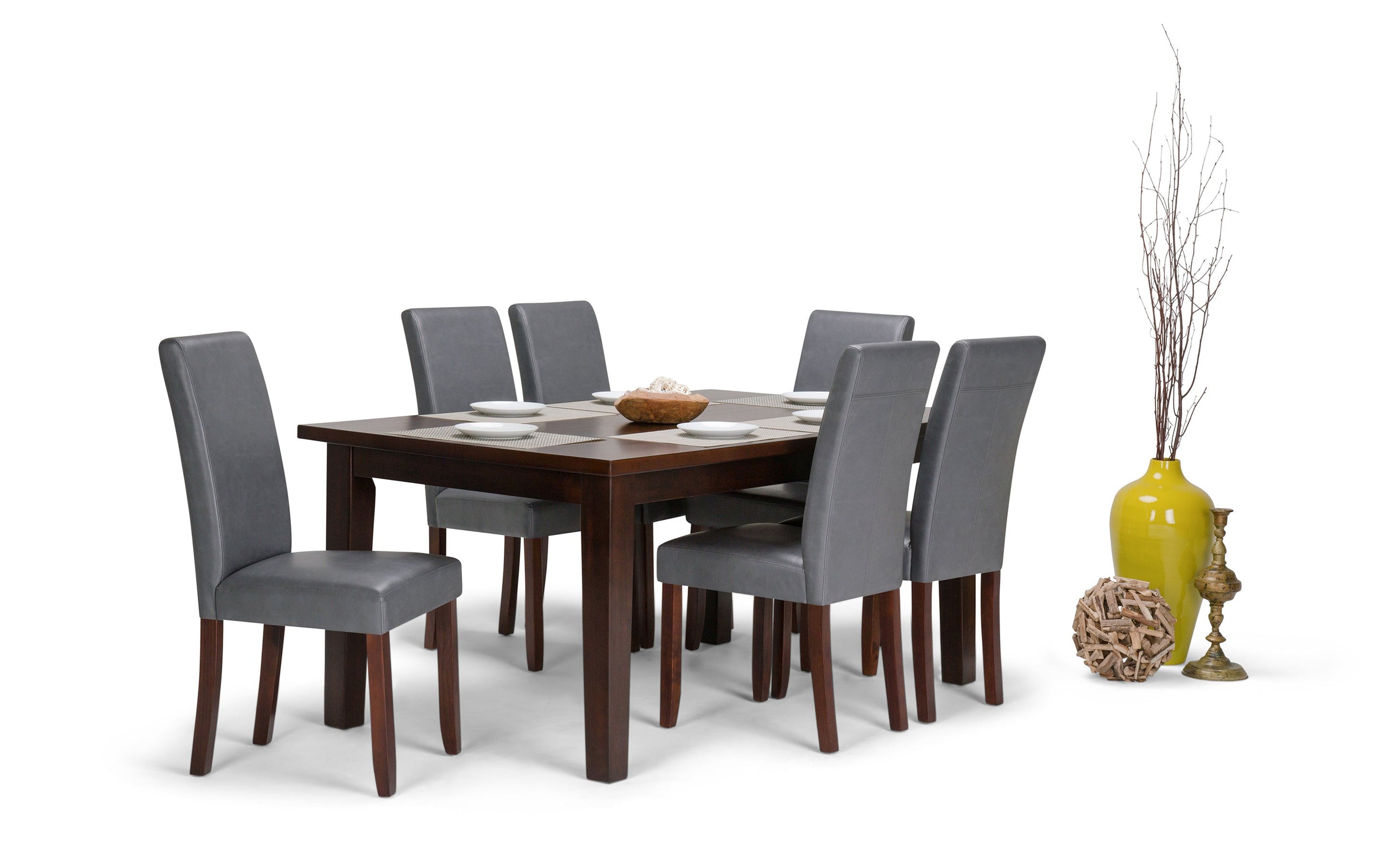 Stone Grey Vegan Leather | Acadian 7 Piece Dining Set