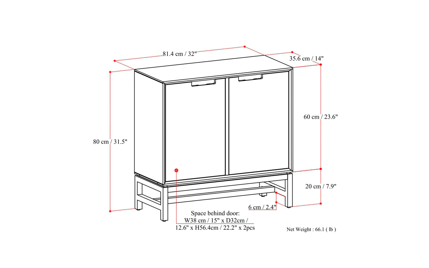 Banting 32W Storage Cabinet with Doors Set of 2