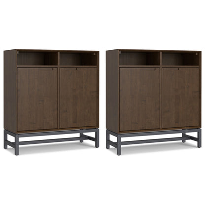 Banting 36W Tall Storage Cabinet w/ Doors and Open Shelves Set of 2