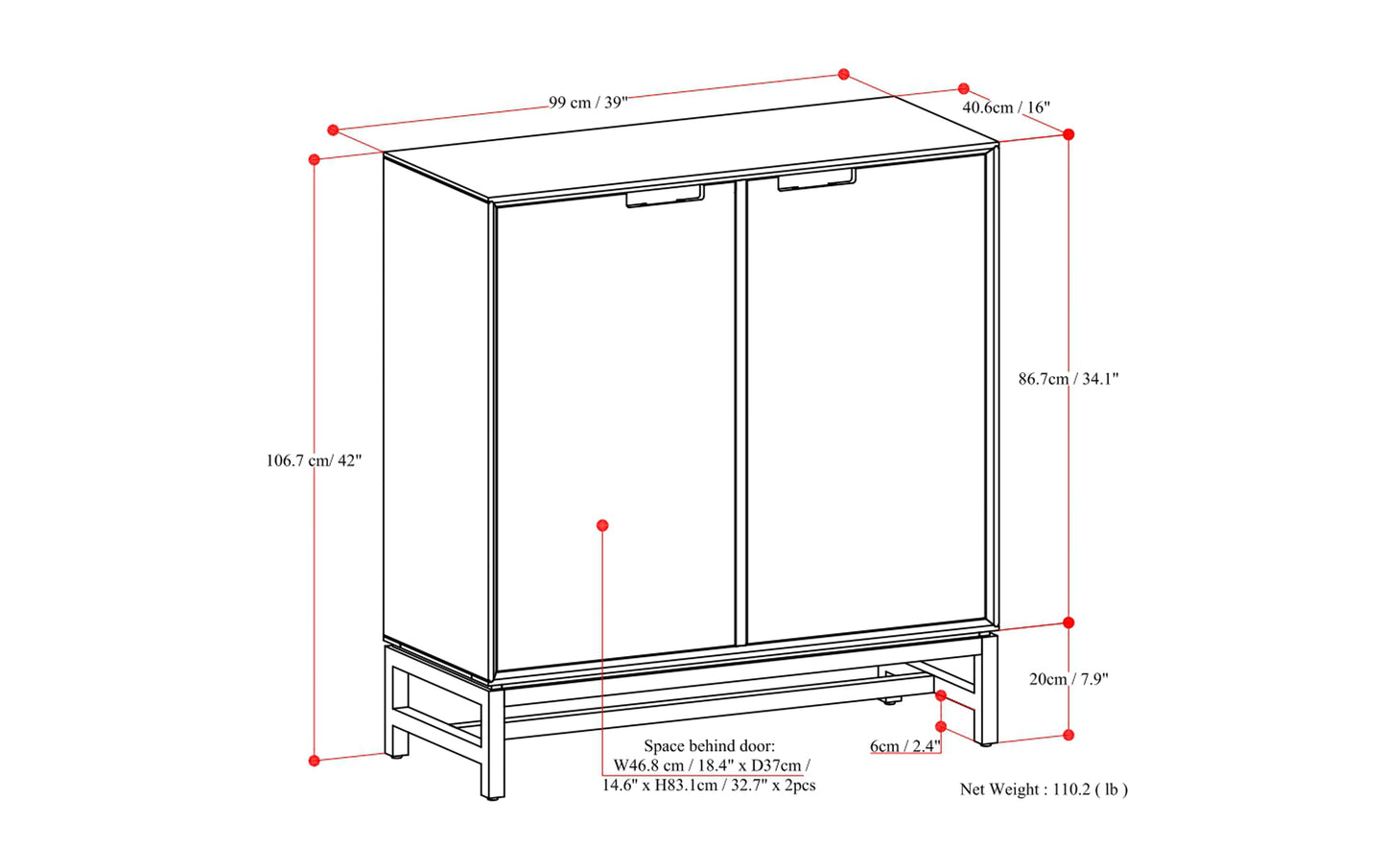 Banting 39W Tall Storage Cabinet with Doors Set of 2