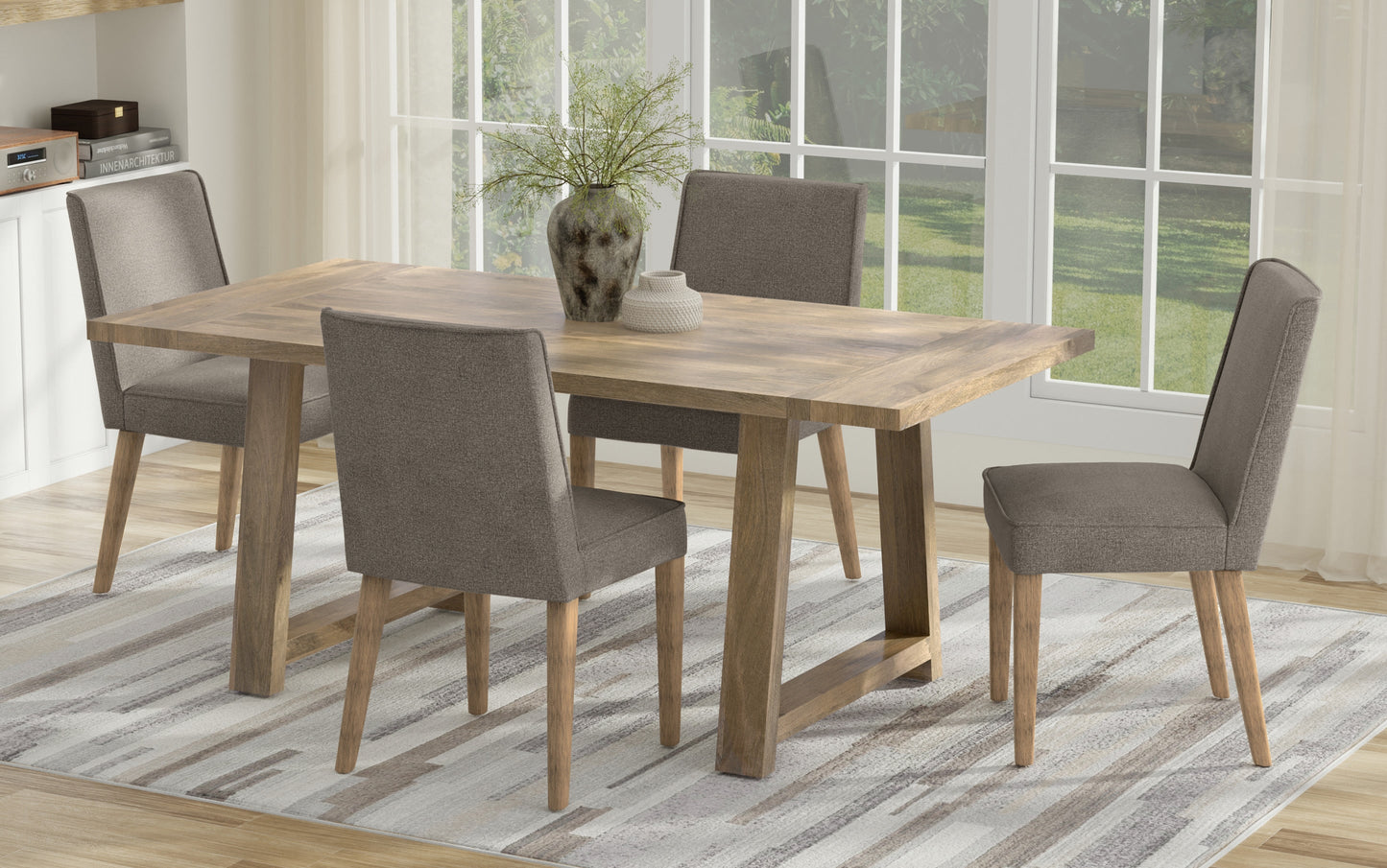 Taupe Polyester Fabric | Bartow / Whitley 5-Piece Dining Set