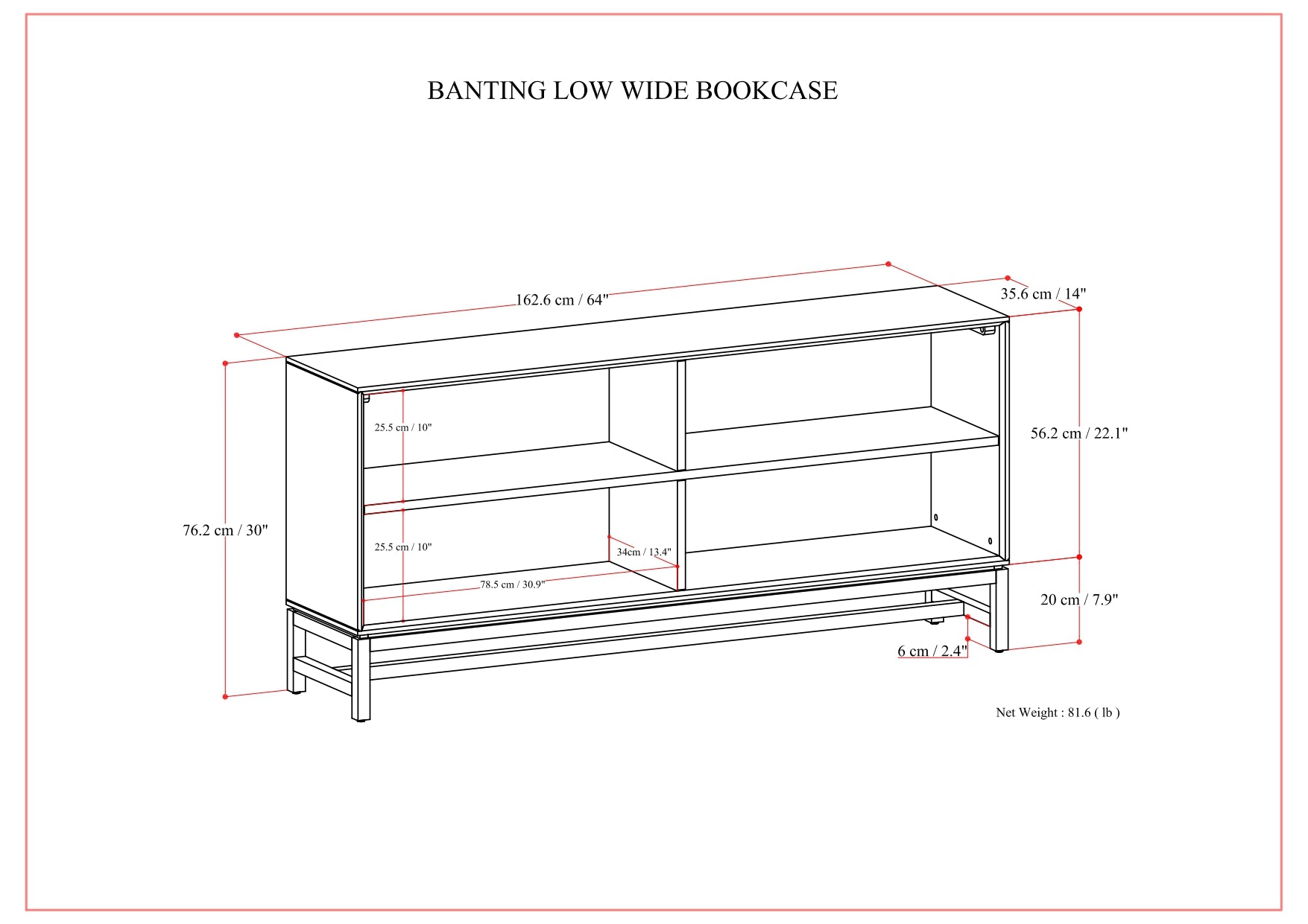 Walnut | Banting Low Wide Bookcase