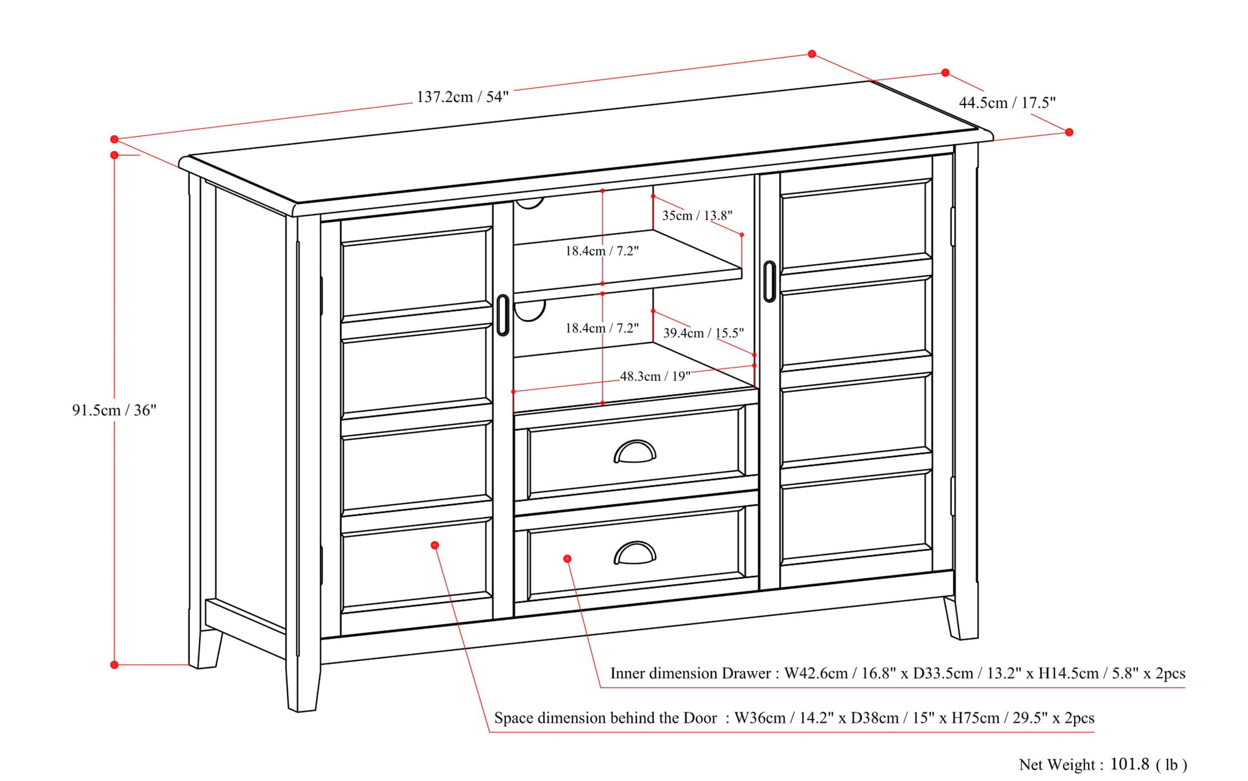 Mahogany Brown | Burlington Tall TV Stand