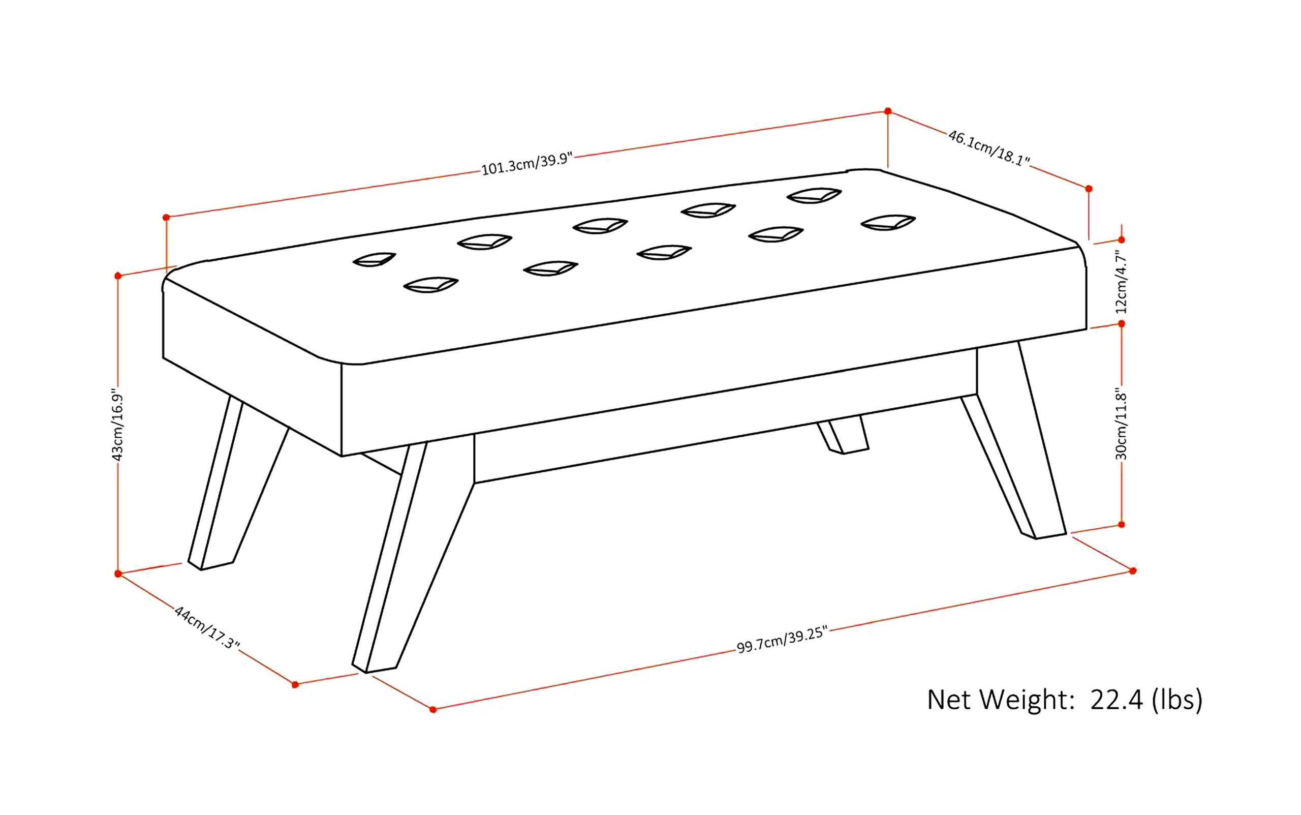 Ash Blonde Vegan Leather | Draper Ottoman Bench in Vegan Leather