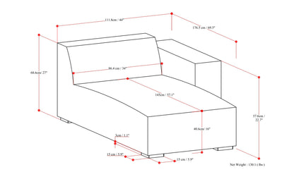 Pale Grey Performance Fabric |  Rex Right Chaise Module in Performance Fabric