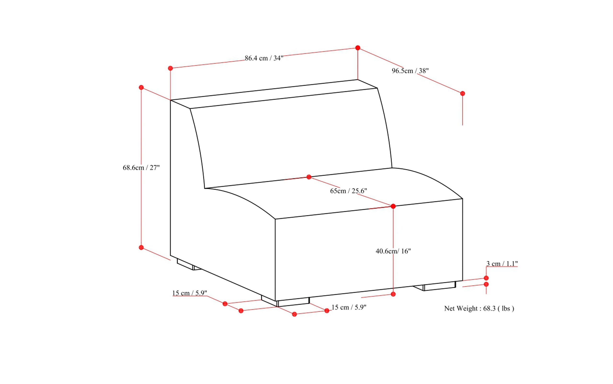 Pale Grey Performance Fabric | Rex Center Module in Performance Fabric