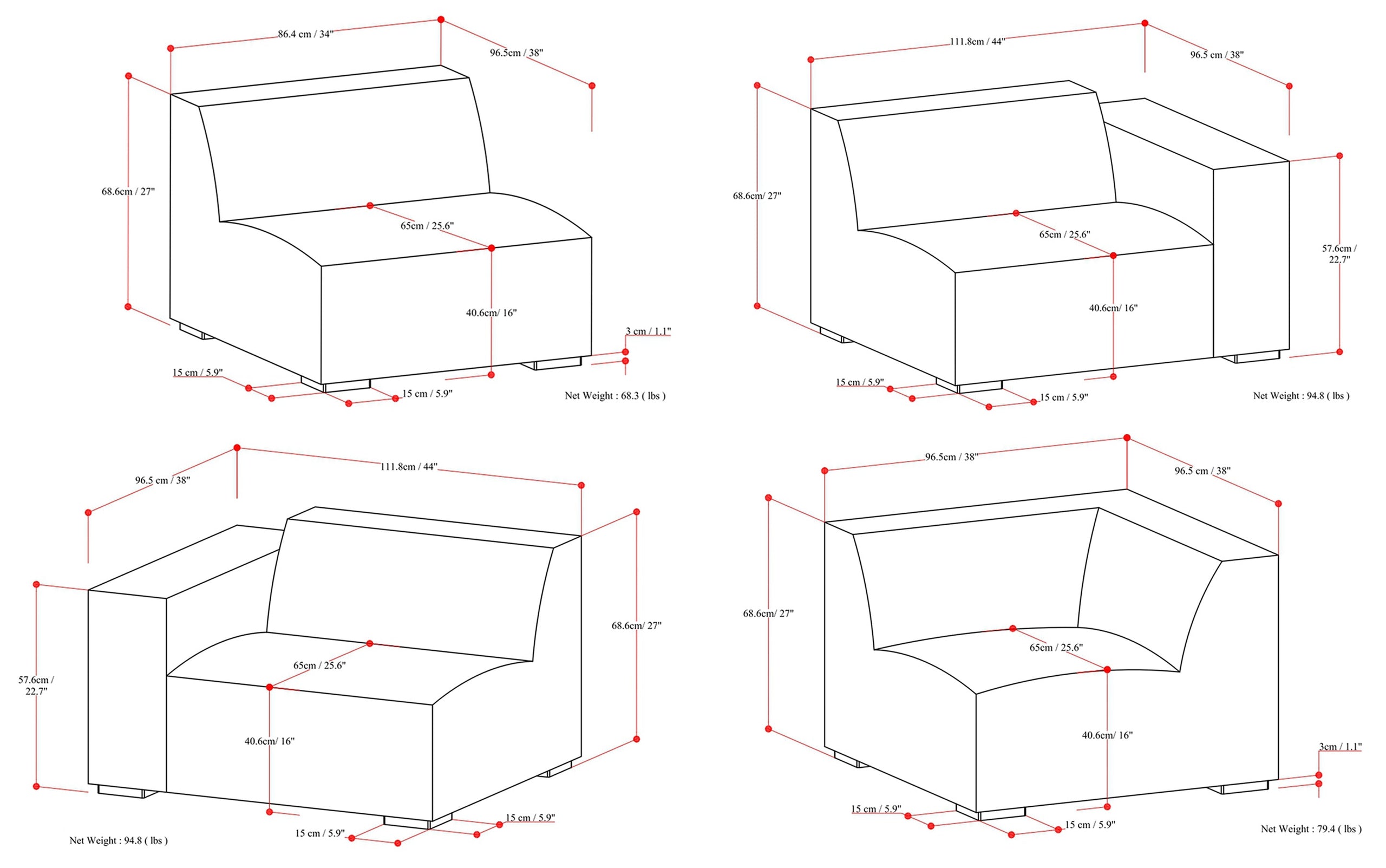 Pale Grey Performance Fabric | Rex Corner Sectional in Performance Fabric