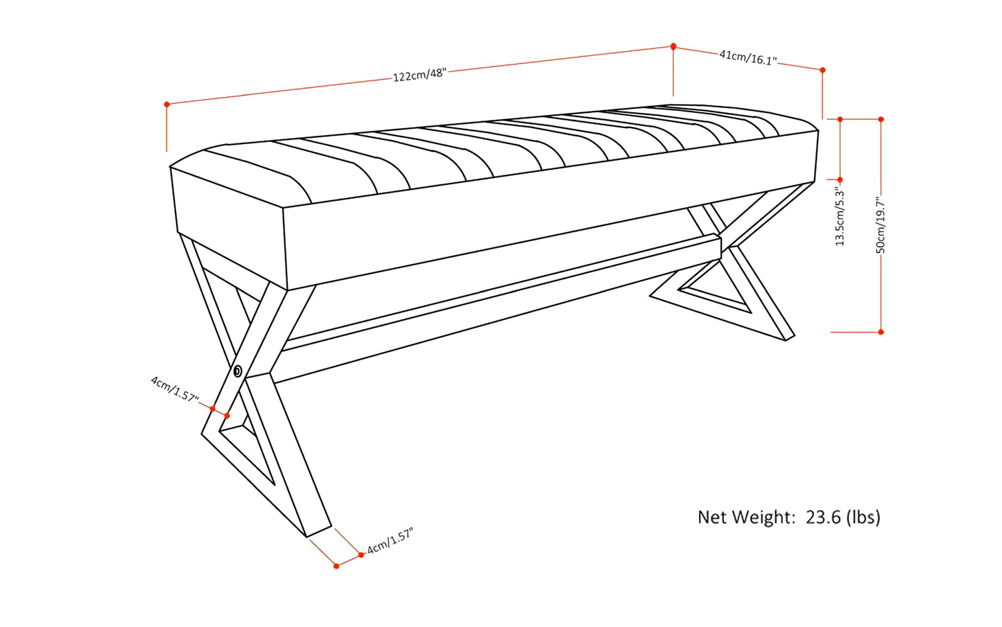 Distressed Black Distressed Vegan Leather | Salinger Ottoman Bench