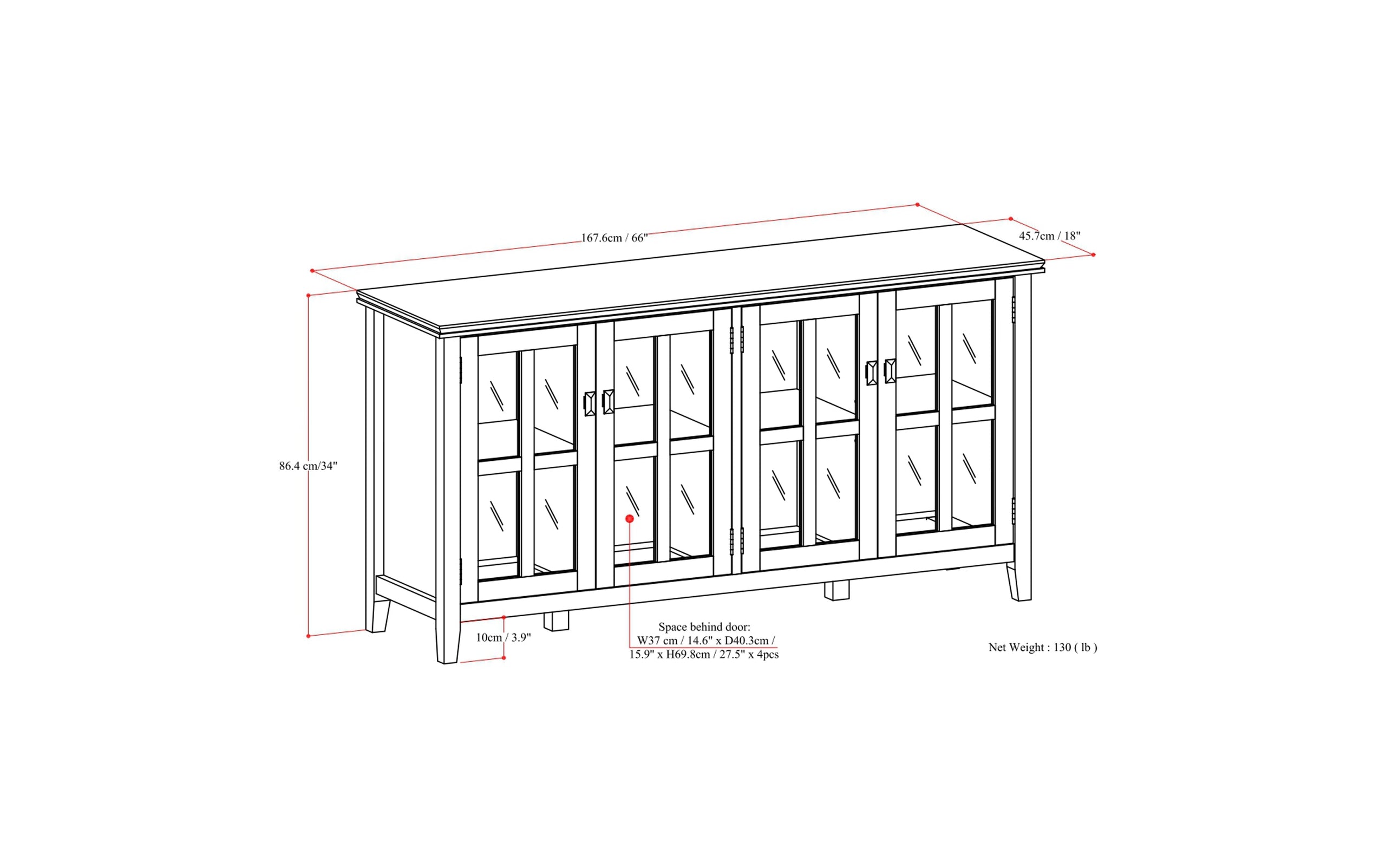 Russet Brown | Artisan Wide 4 Door Storage Cabinet