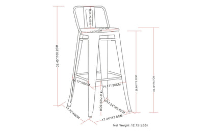 Black 30 Inch | Rayne 30 inch Metal Bar Stool (Set of 4)