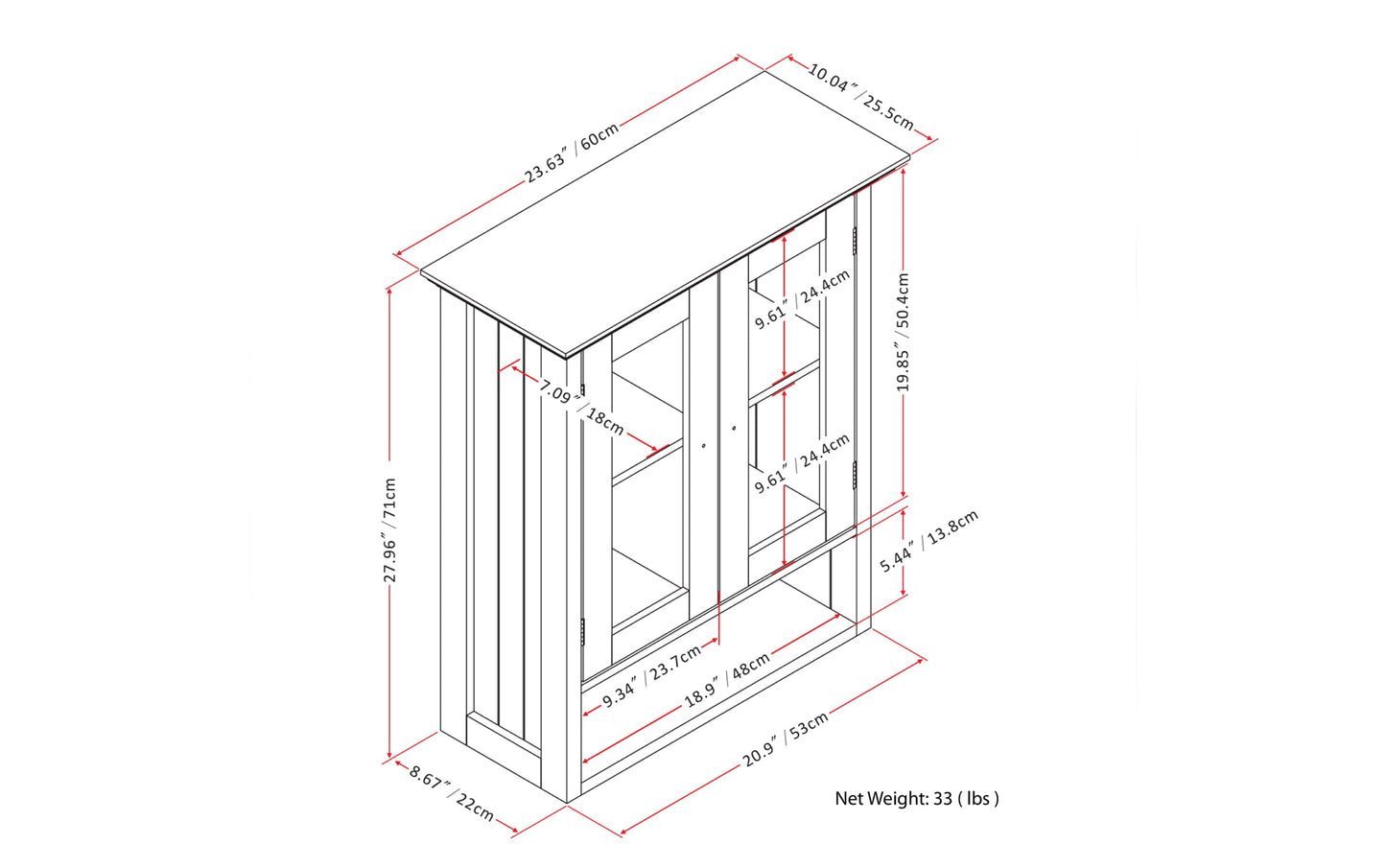 Pure White | Acadian Double Door Wall Cabinet