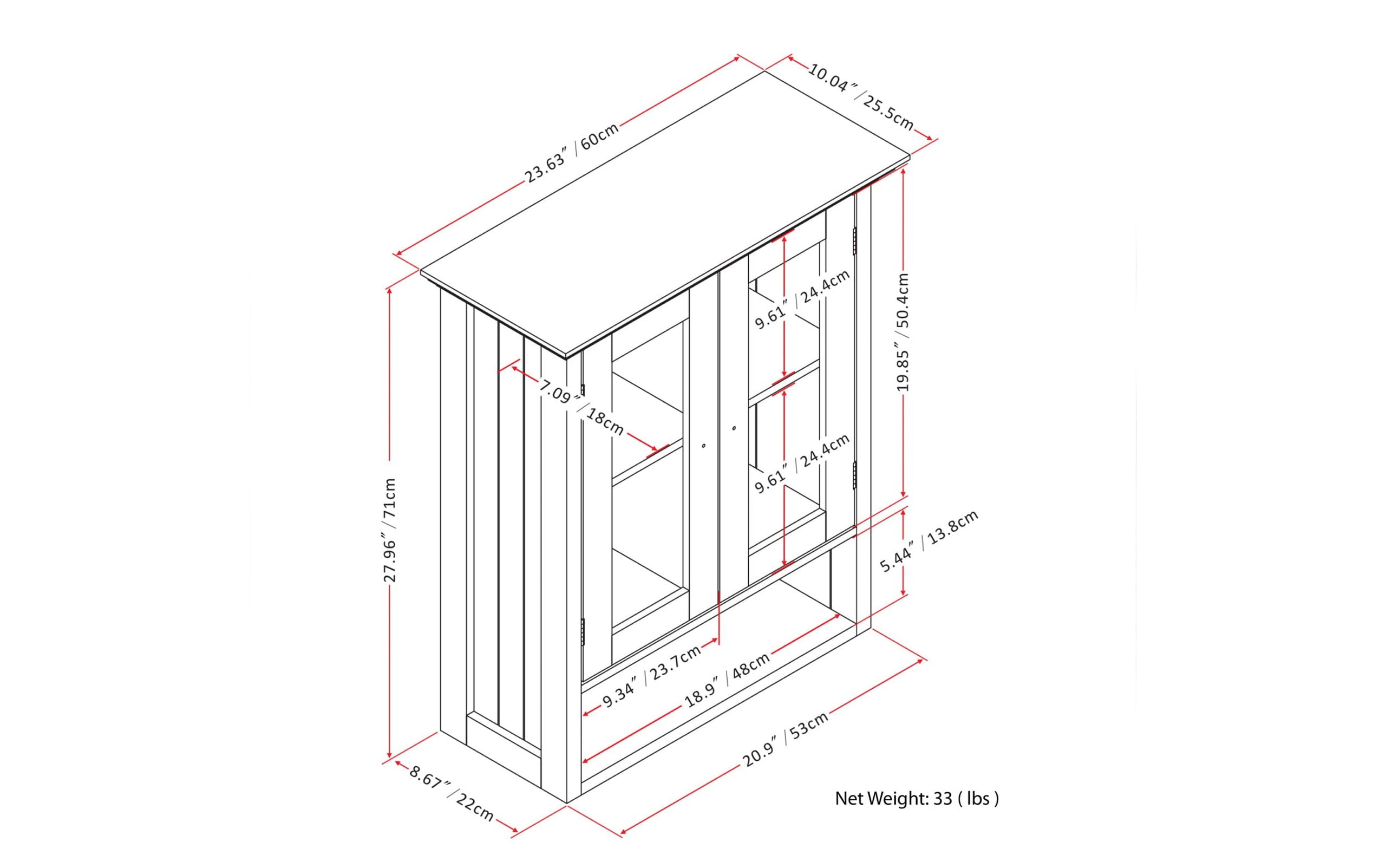 Pure White | Acadian Double Door Wall Cabinet