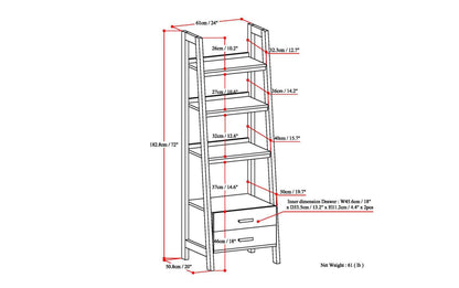 White | Sawhorse 24 inch Ladder Shelf with Storage