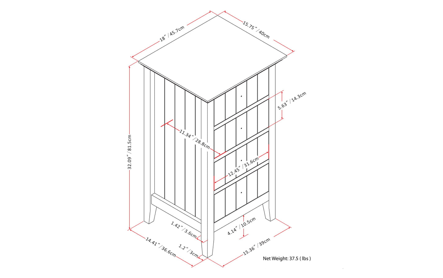 Pure White | Acadian Four Drawer Floor Cabinet