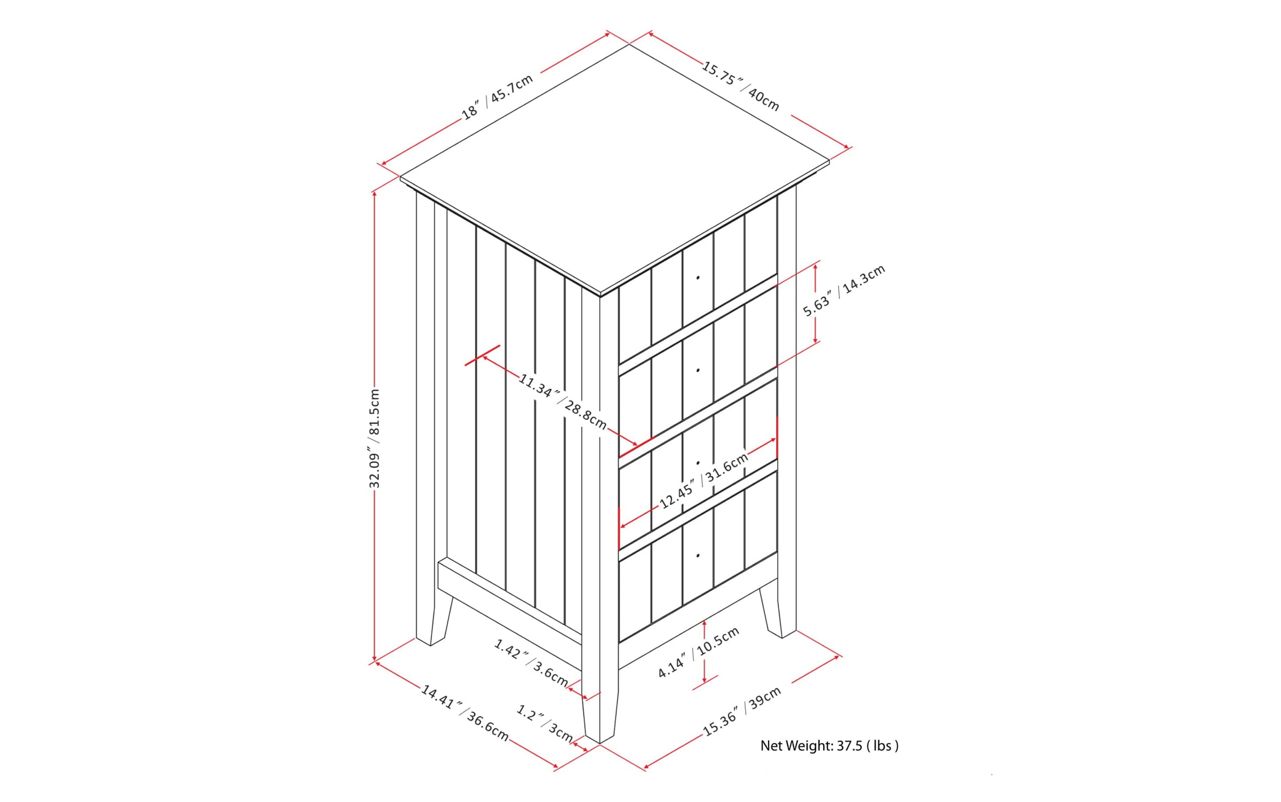 Pure White | Acadian Four Drawer Floor Cabinet