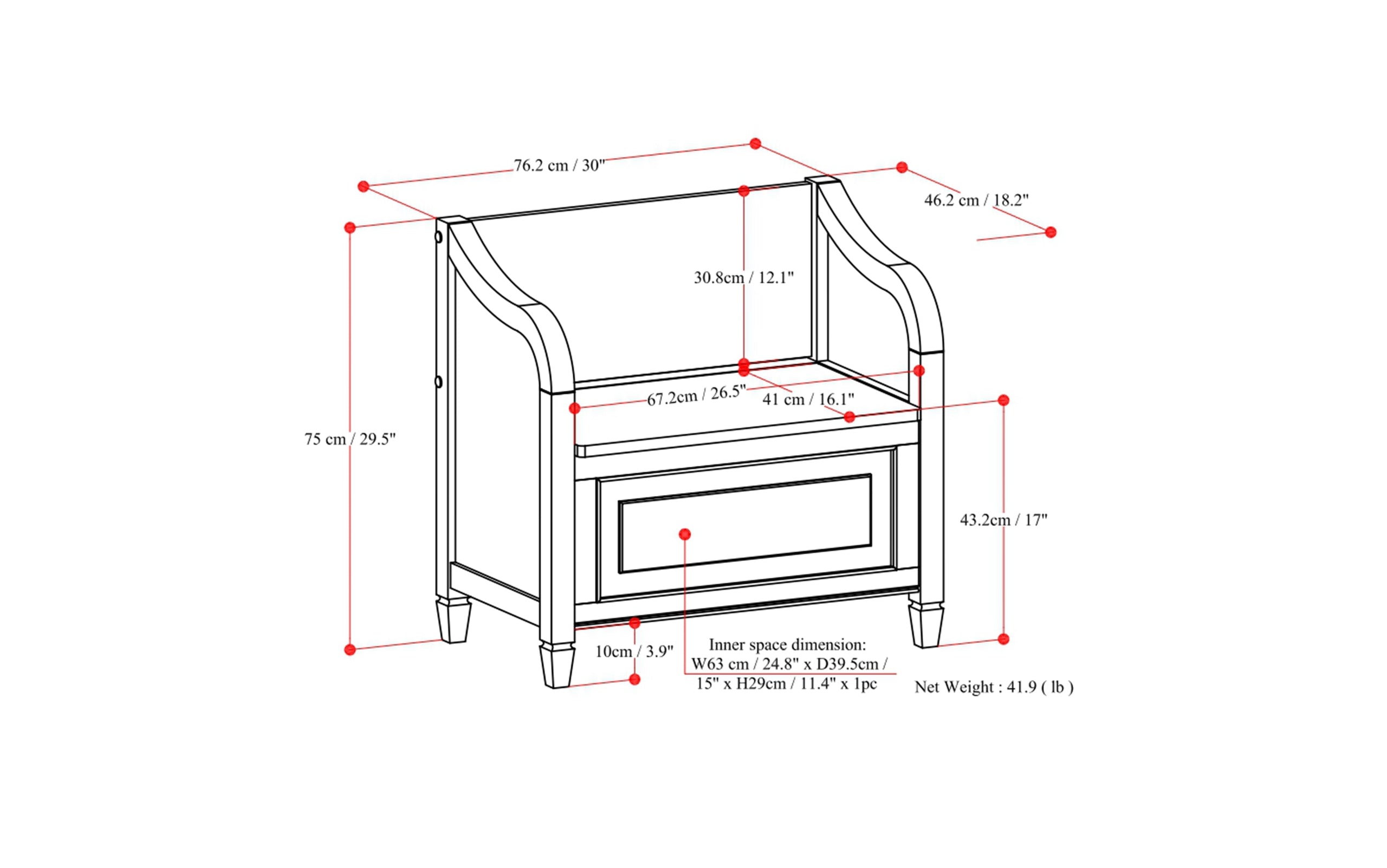 Chestnut Brown | Connaught Small Entryway Storage Bench