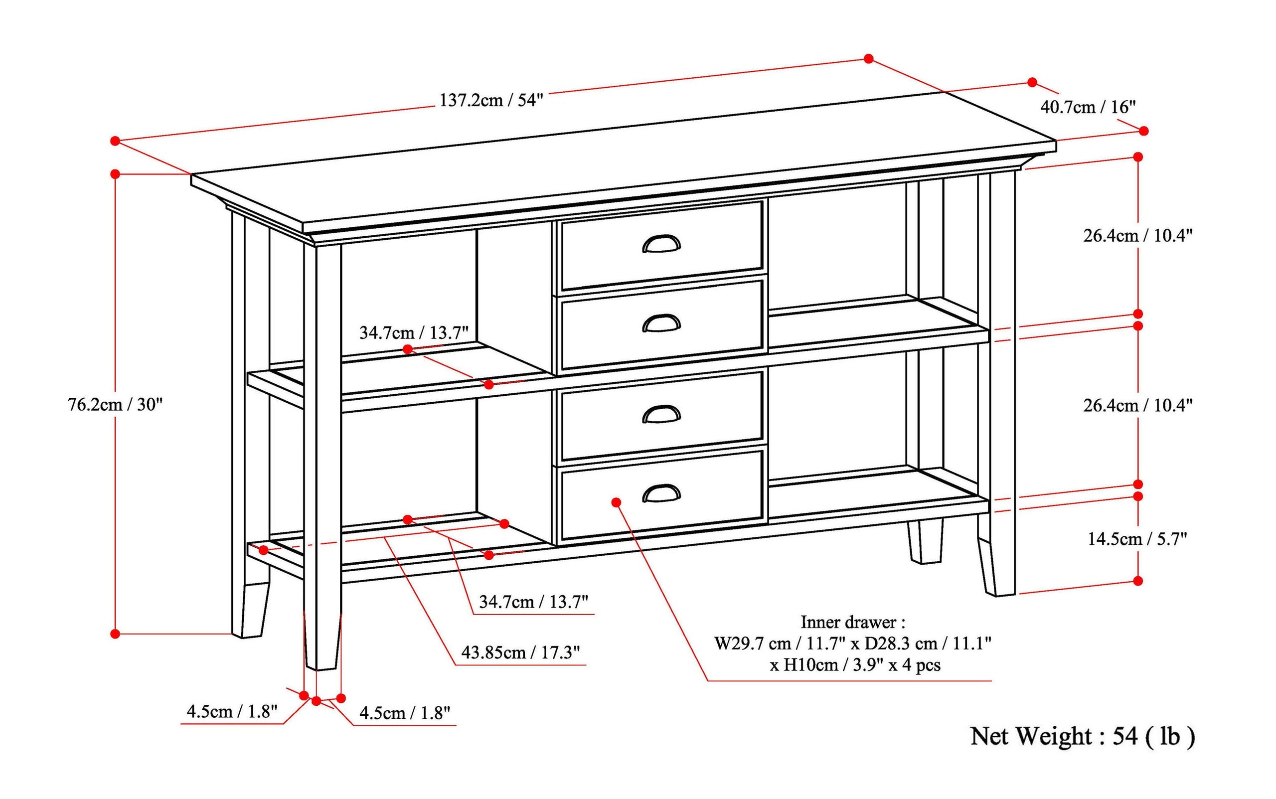 Rustic Natural Aged Brown | Redmond 54 inch Console Sofa Table