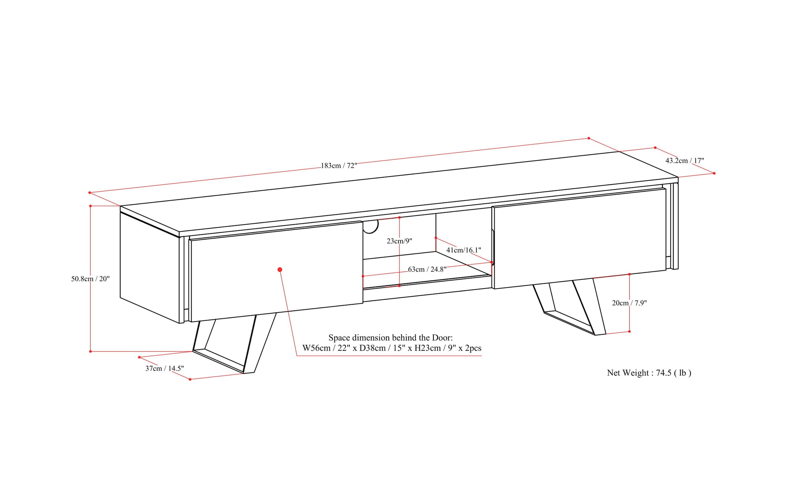 Distressed Charcoal Brown Acacia | Lowry 72 inch TV Media Stand