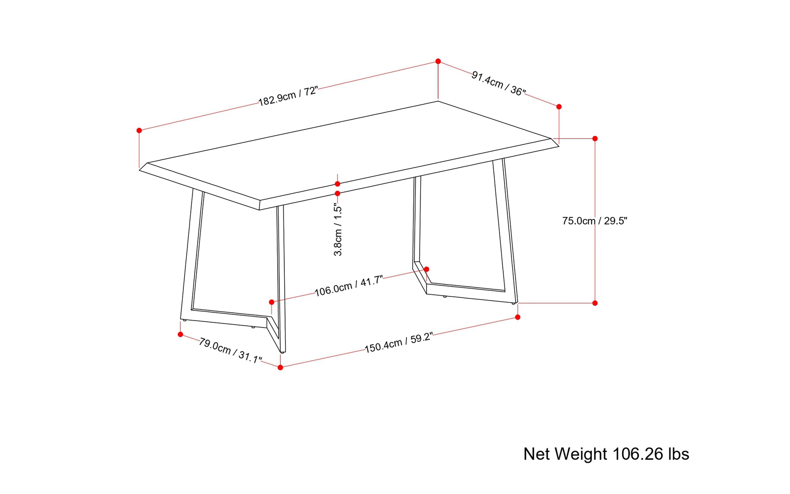 Dark Brown | Watkins Dining Table with Inverted Metal Base