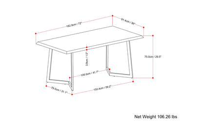 Dark Brown | Watkins Dining Table with Inverted Metal Base