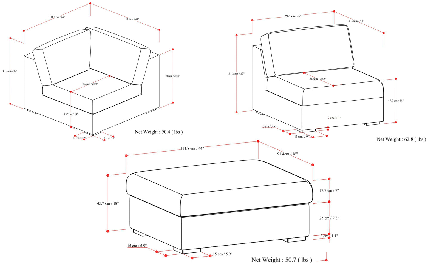 Jasmine Pit Sectional Sofa in Performance Fabric