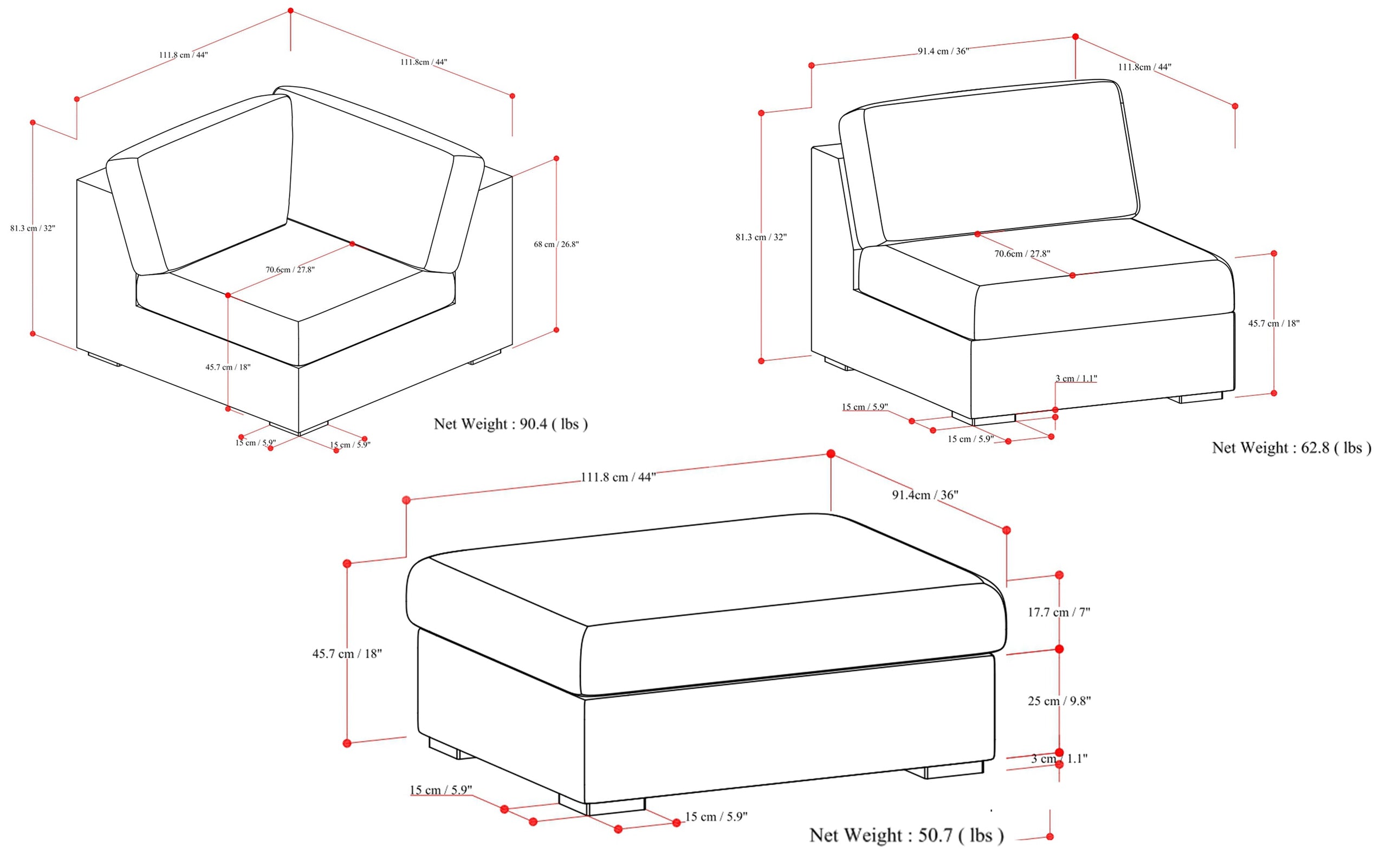 Jasmine Pit Sectional Sofa in Performance Fabric