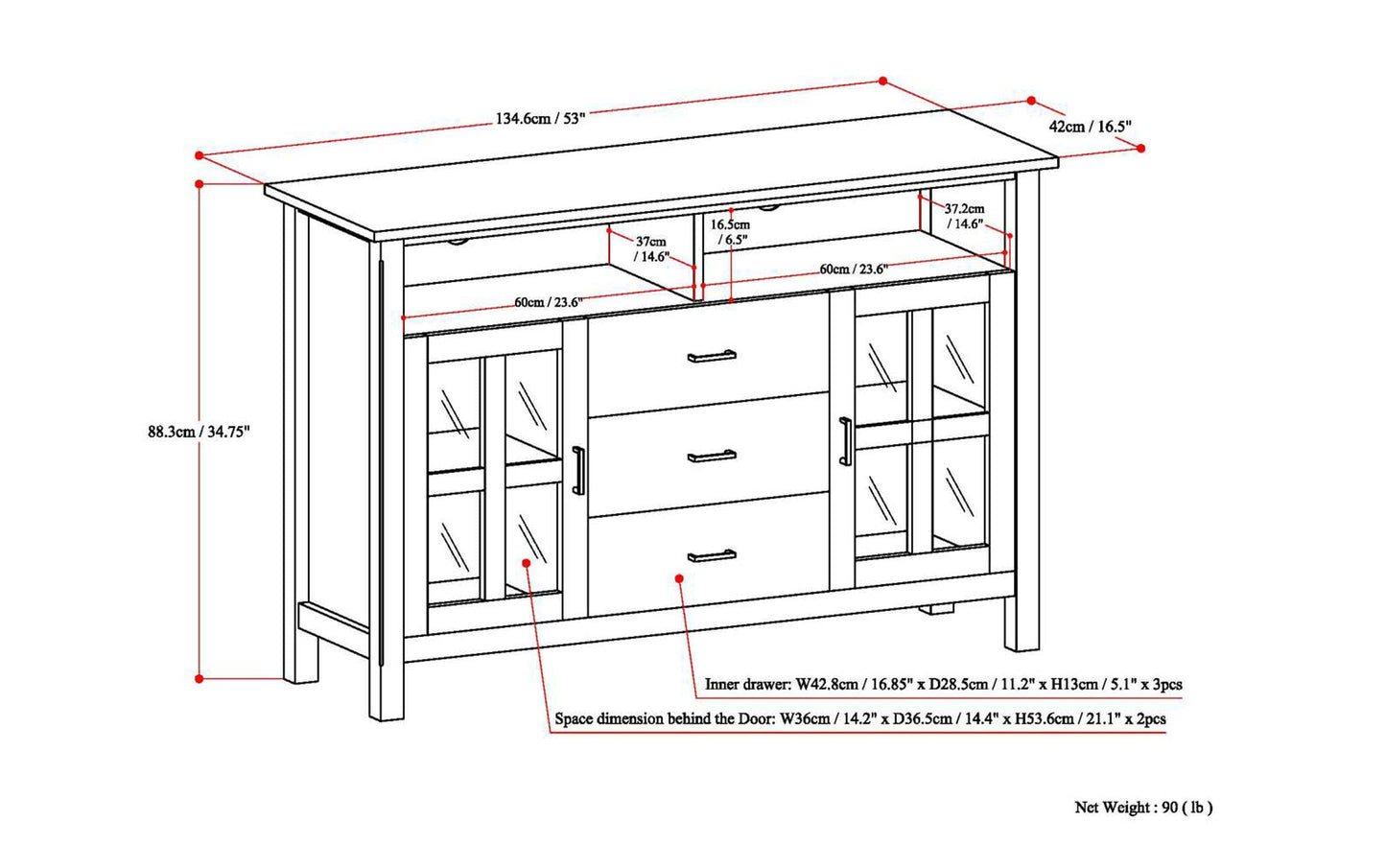 Distressed Grey | Kitchener Tall TV Stand