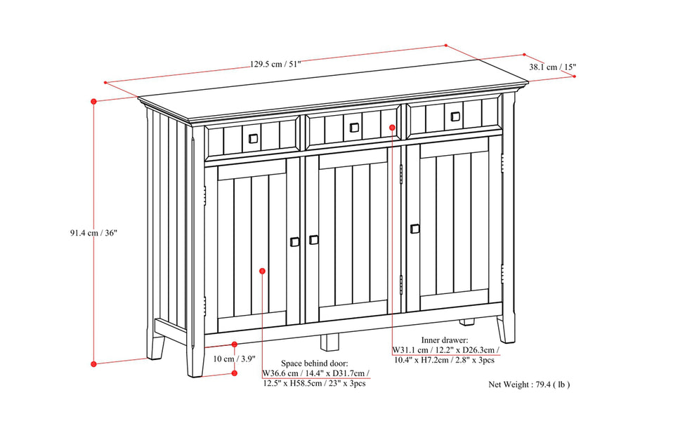 Acadian Wide Storage Cabinet – Simpli Home