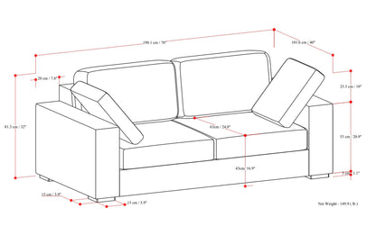 Cream Performance Fabric | Charlie 78 inch Deep Seater Sofa