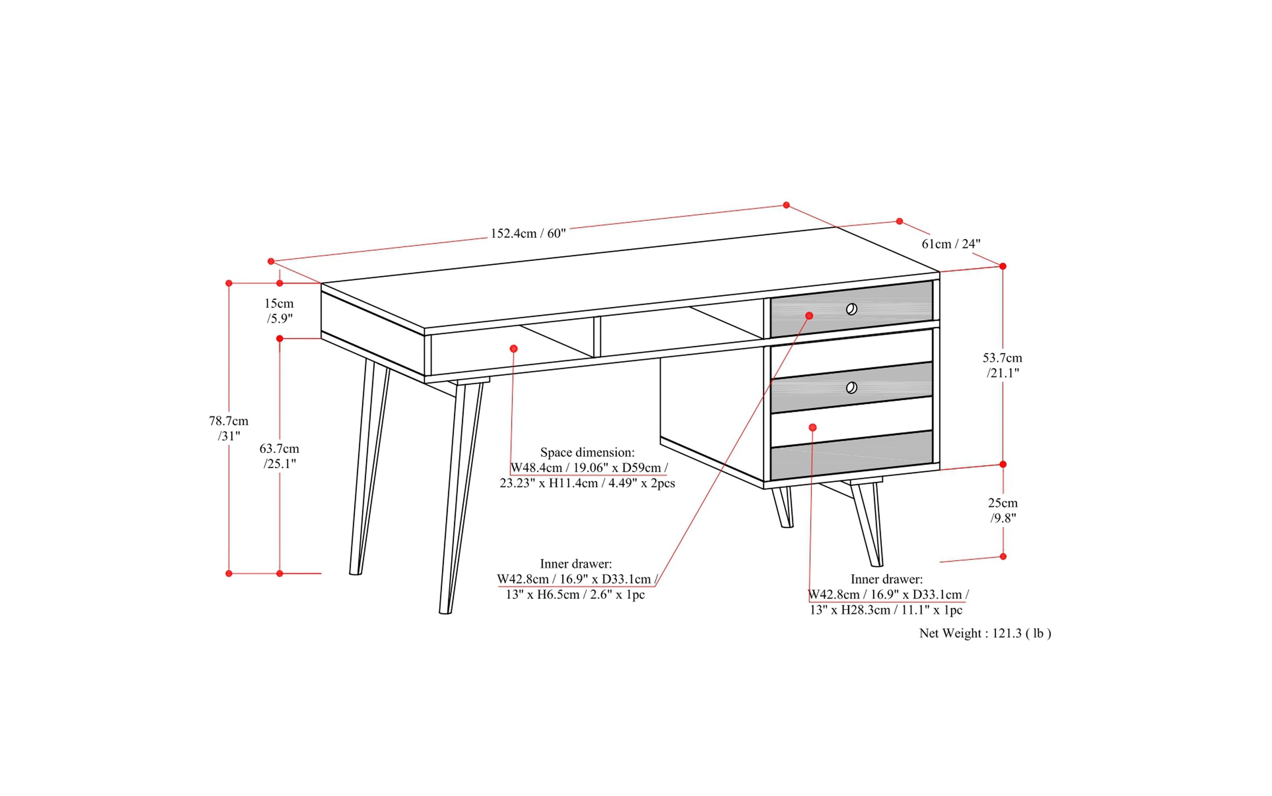 Clarkson Desk with side drawers