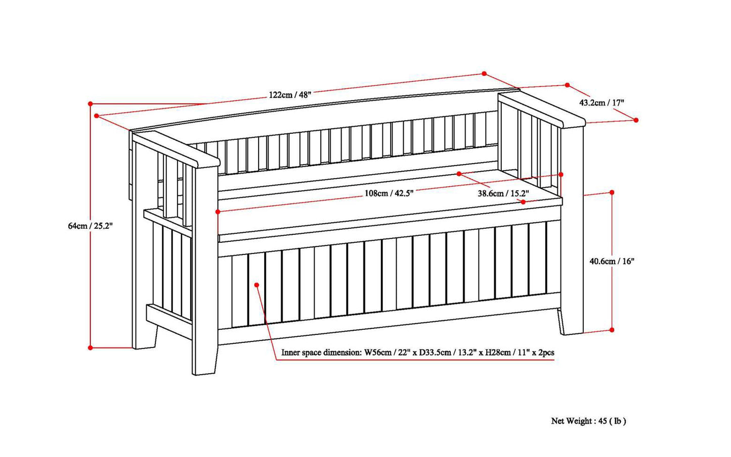 Black | Acadian Entryway Bench