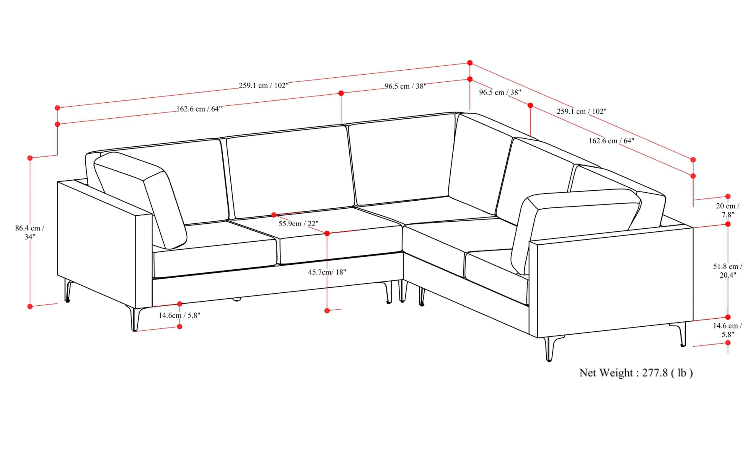 Cream | Ava Mid Century Corner Sectional